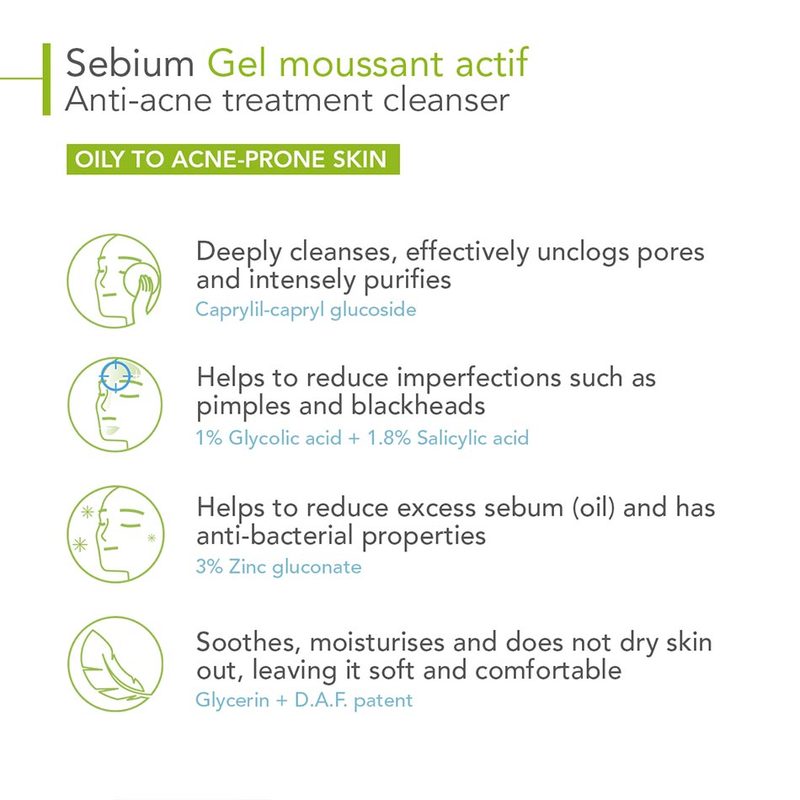 Bioderma Sebium Gel Moussant Actif Anti-Acne Treatment Foaming Gel Cleanser