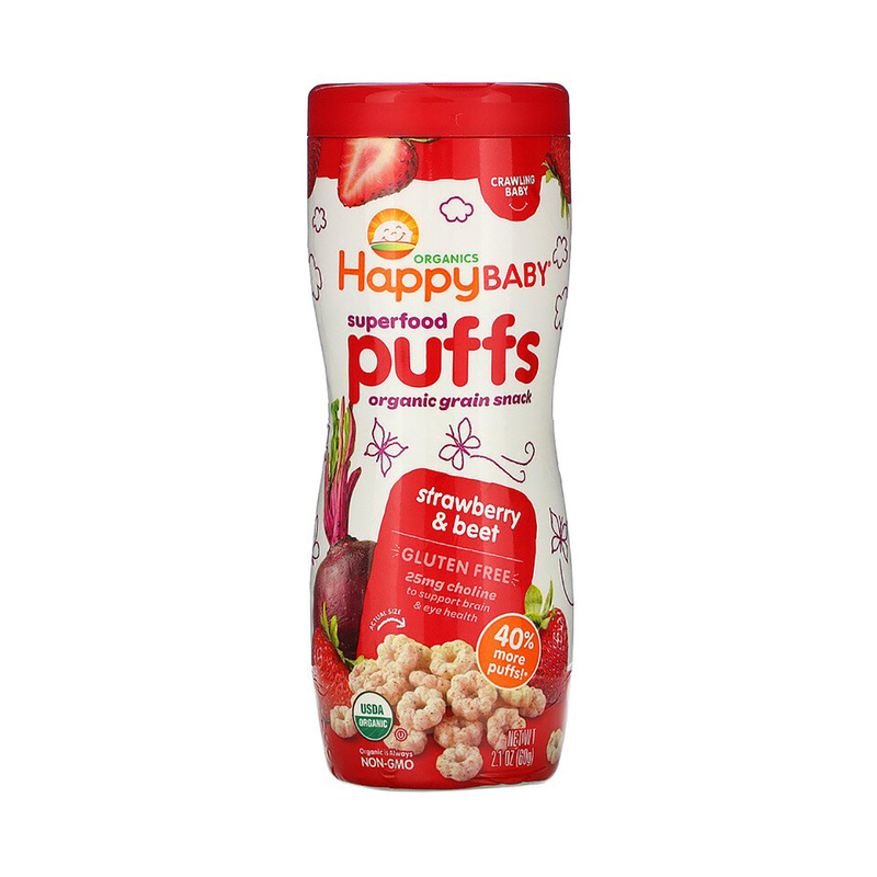 Happy Baby Organics Puffs:Strawberry&Beet 50g