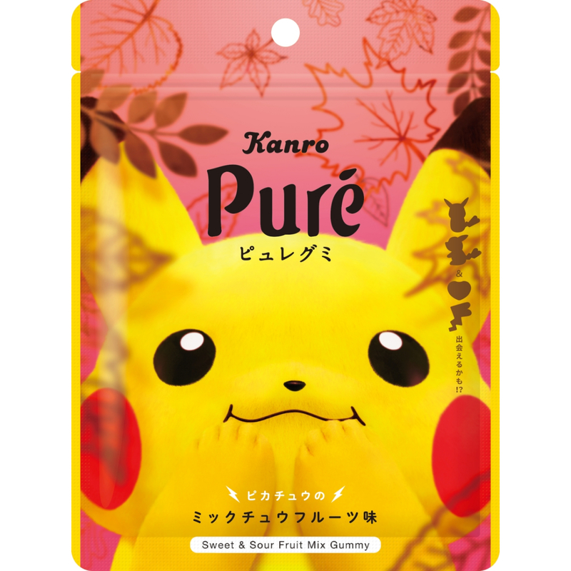 Kanro Pure Assorted Fruit Gummy Fruit Gummy (Pokemon Pikachu 2024 Version) 52g (Random Delivery)