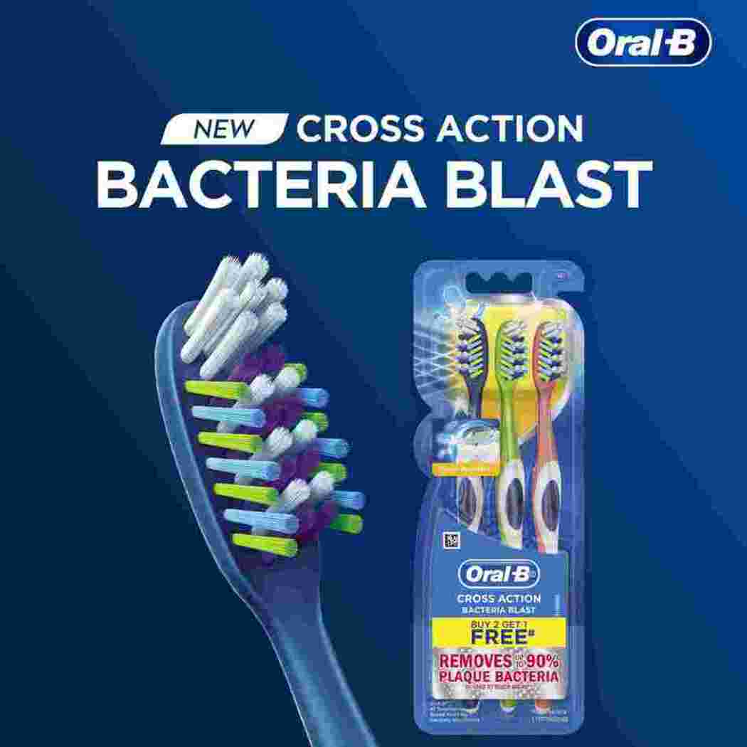 Oral-B Cross Action Bacteria Blast 3s | Manual Toothbrush | Oral Care ...