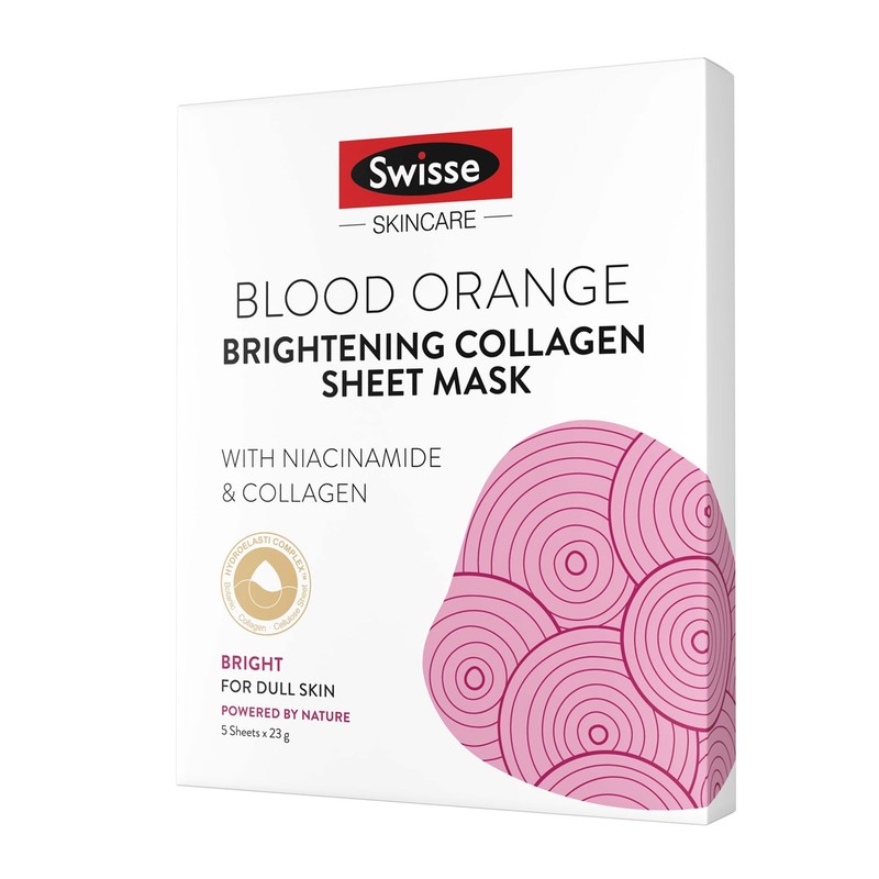 Swisse Skincare Blood Orange Brightening Collagen Sheet Mask 5pcs