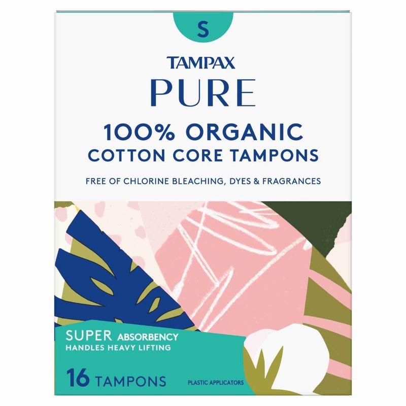 Tampax Pure Tampons Super Absorbency, Unscented, 16 Count | Tampons ...