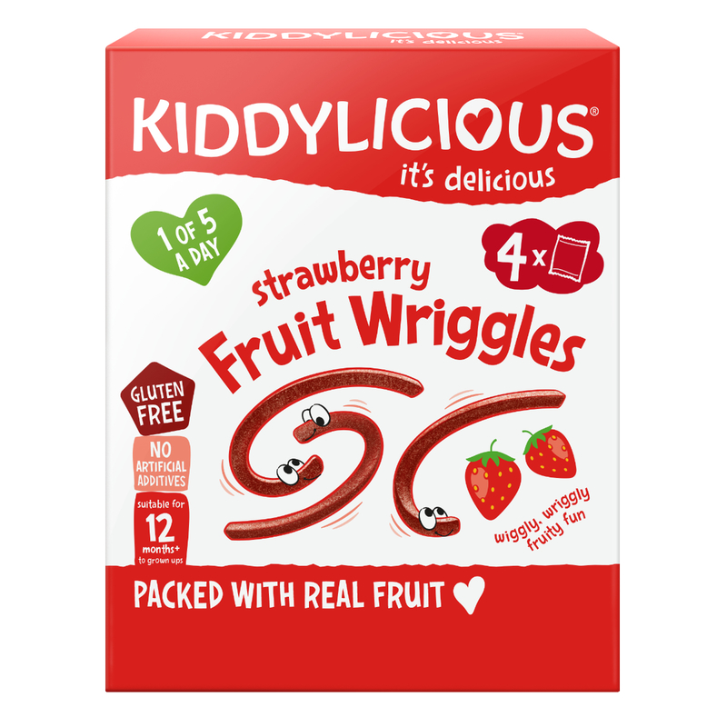 Kiddylicious Strawberry Fruit Wriggles 12g x 4 Packs